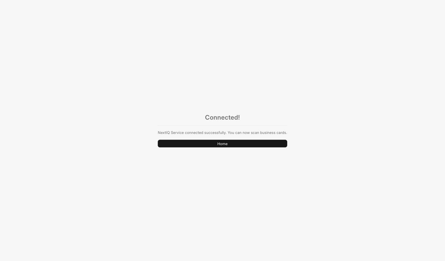 Connected confirmation page after completing the OAuth flow
